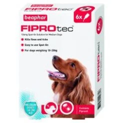 Beaphar FIPROtec Spot-On For Medium Dogs Flea Treatment - 6 Pipettes