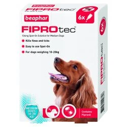 Beaphar FIPROtec Spot-On For Medium Dogs Flea Treatment - 6 Pipettes 3 Beaphar FIPROtec Spot-On For Medium Dogs Flea Treatment - 6 Pipettes