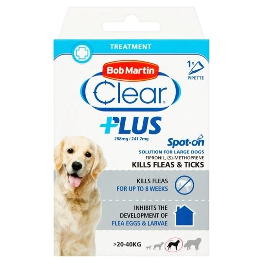 Bob Martin Flea & Ticks Clear Plus Spot On Large Dog (20-40 Kg) - 1 Pack 3 Bob Martin Flea & Ticks Clear Plus Spot On Large Dog (20-40 Kg) - 1 Pack
