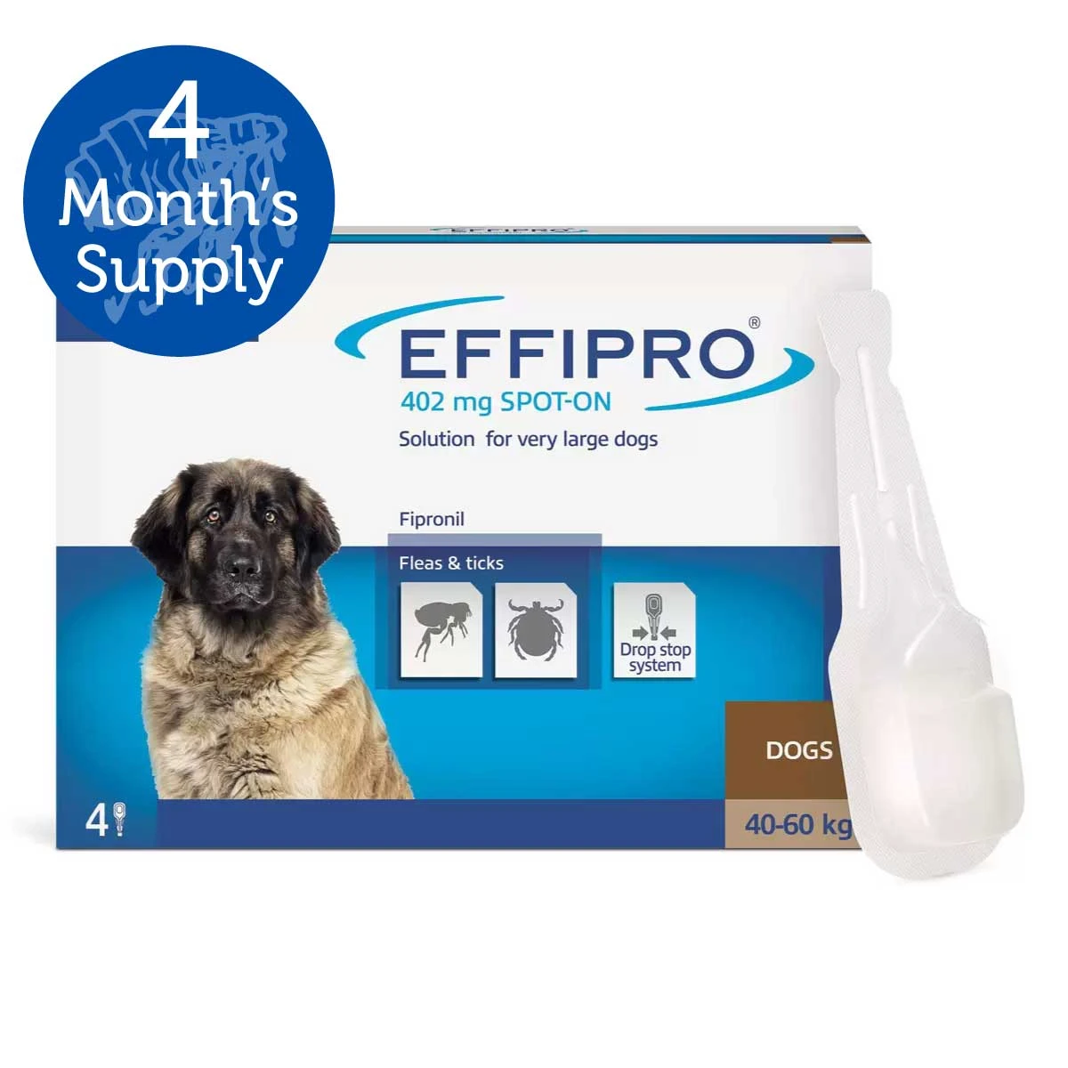 Effipro Spot On Flea & Tick Treatment For Extra Large Dogs (40-60kg) - 4 Pack 3 Effipro Spot On Flea & Tick Treatment For Extra Large Dogs (40-60kg) - 4 Pack