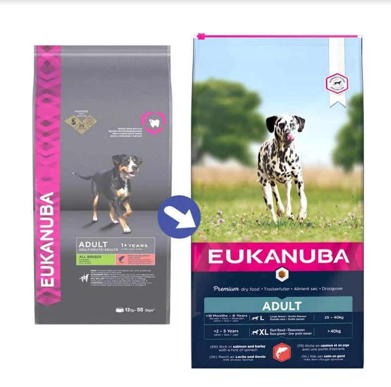 Eukanuba Adult Salmon & Barley Large Breed Dry Dog Food - 12kg 4 Eukanuba Adult Salmon & Barley Large Breed Dry Dog Food - 12kg - Image 2