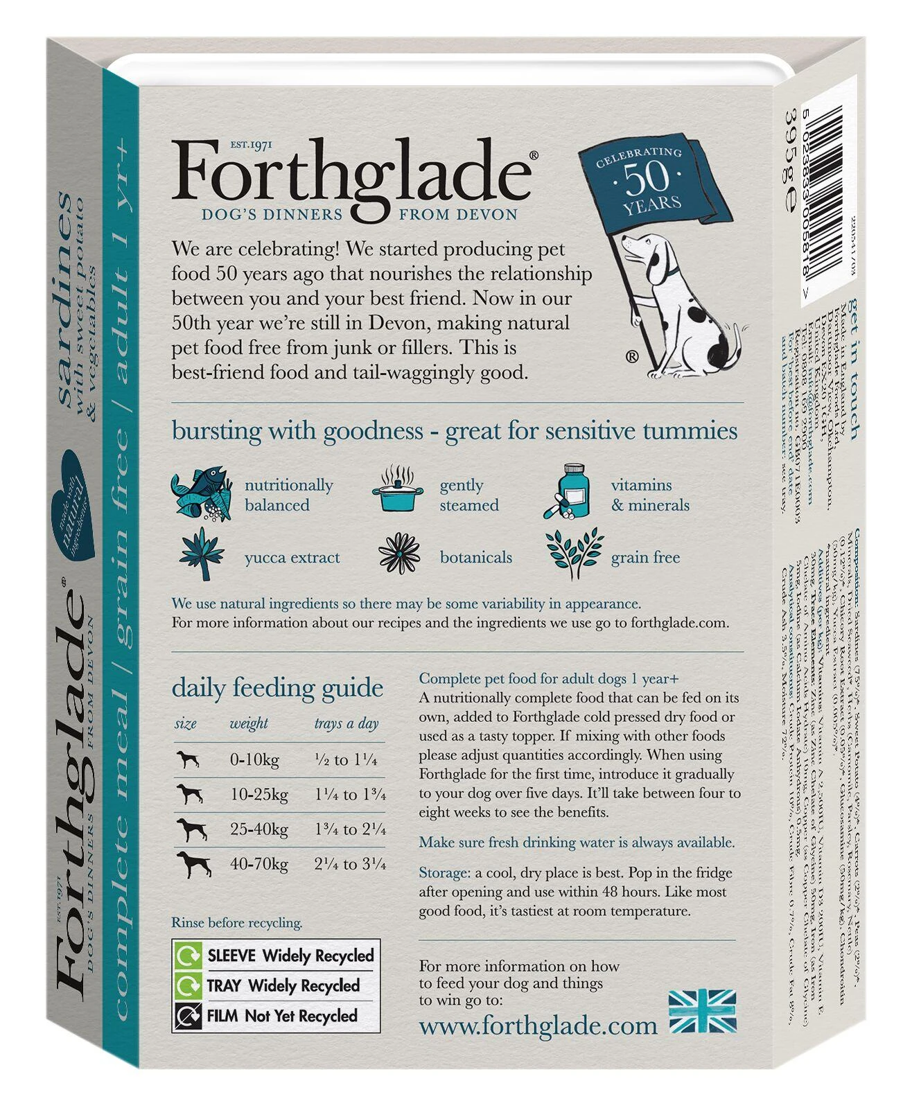 Forthglade Complete Adult Sardines, Sweet Potato & Veg Grain Free Wet Dog Food - 18 X 395g 4 Forthglade Complete Adult Sardines, Sweet Potato & Veg Grain Free Wet Dog Food - 18 X 395g - Image 2
