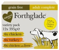 Forthglade Complete Adult Poultry Variety Pack Grain Free Wet Dog Food - 12 X 395g