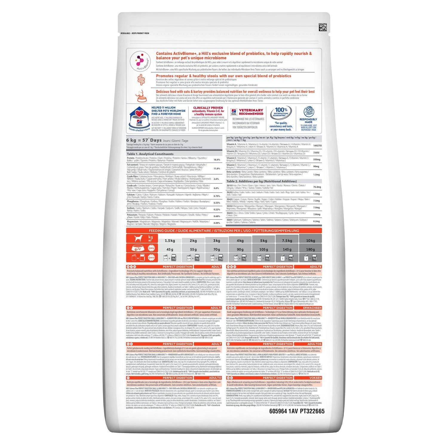 Hills Hill's Science Plan Adult Perfect Digestion Small & Mini Breed Chicken Dry Dog Food - 6kg 4 Hills Hill's Science Plan Adult Perfect Digestion Small & Mini Breed Chicken Dry Dog Food - 6kg - Image 2