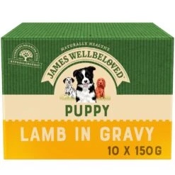James Wellbeloved Puppy & Junior Lamb & Rice In Gravy Wet Dog Food Pouches - 10 X 150g