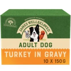 James Wellbeloved Adult Wet Dog Food Pouches Turkey In Gravy - 10x150g