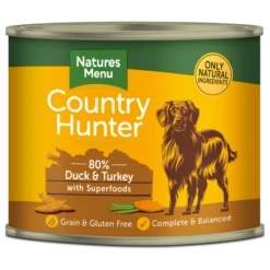 Natures Menu Country Hunter 80% Turkey & Duck Wet Dog Food Cans - 6 X 600g