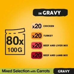 Pedigree Adult Mixed Selection In Gravy Wet Dog Food Pouches - 80 X 100g -Hills || ROYAL CANIN Sales Pedigree Adult Mixed Selection in Gravy Wet Dog Food Pouches 80 x 100g vetshop 6