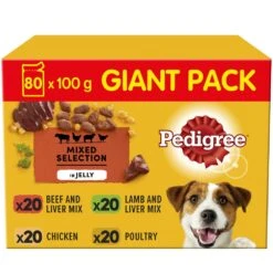 Pedigree Adult Mixed Selection In Jelly Wet Dog Food Pouches - 80 X 100g