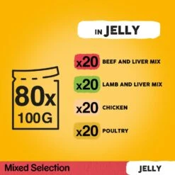 Pedigree Adult Mixed Selection In Jelly Wet Dog Food Pouches - 80 X 100g -Hills || ROYAL CANIN Sales Pedigree Adult Mixed Selection in Jelly Wet Dog Food Pouches 80 x 100g vetshop 6