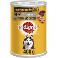 Pedigree Protein Plus Dog Tin With Turkey & Chicken In Loaf - 400g X 12