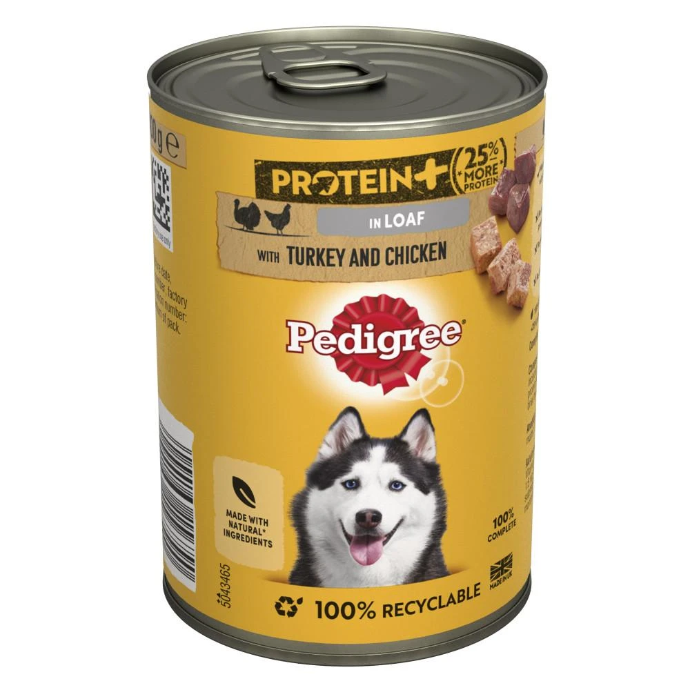 Pedigree Protein Plus Dog Tin With Turkey & Chicken In Loaf - 400g X 12 5 Pedigree Protein Plus Dog Tin With Turkey & Chicken In Loaf - 400g X 12 - Image 3