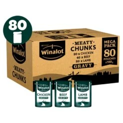 Winalot Meaty Chunks Mixed Wet Dog Food Pouches In Gravy - 80 X 100g
