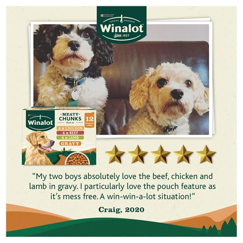 Winalot Meaty Chunks Mixed Wet Dog Food Pouches In Gravy - 80 X 100g 6 Winalot Meaty Chunks Mixed Wet Dog Food Pouches In Gravy - 80 X 100g - Image 4