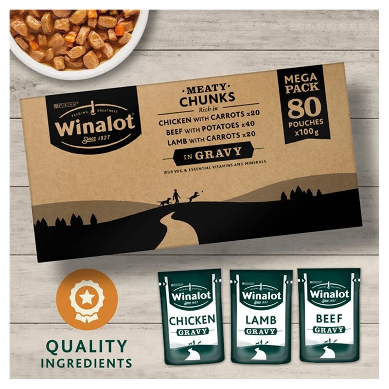 Winalot Meaty Chunks Mixed Wet Dog Food Pouches In Gravy - 80 X 100g 7 Winalot Meaty Chunks Mixed Wet Dog Food Pouches In Gravy - 80 X 100g - Image 5