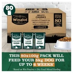 Winalot Meaty Chunks Mixed Wet Dog Food Pouches In Gravy - 80 X 100g 18 Winalot Meaty Chunks Mixed Wet Dog Food Pouches In Gravy - 80 X 100g -Hills || ROYAL CANIN Sales Winalot Perfect Portions Beef Chicken Lamb in Gravy Wet Dog Food Pouches 80 x 100g vetshop 7
