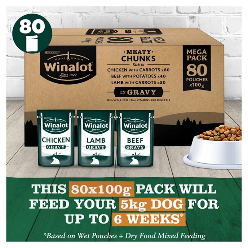 Winalot Meaty Chunks Mixed Wet Dog Food Pouches In Gravy - 80 X 100g 9 Winalot Meaty Chunks Mixed Wet Dog Food Pouches In Gravy - 80 X 100g - Image 7
