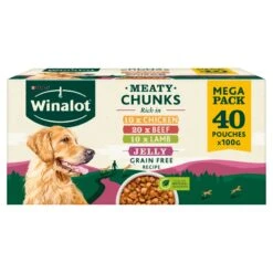 Winalot Meaty Chunks In Jelly Wet Dog Food Pouches - 40 X 100g